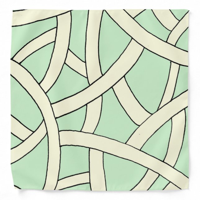 Striped Fantasy Design Green Cream Bandana (Front)