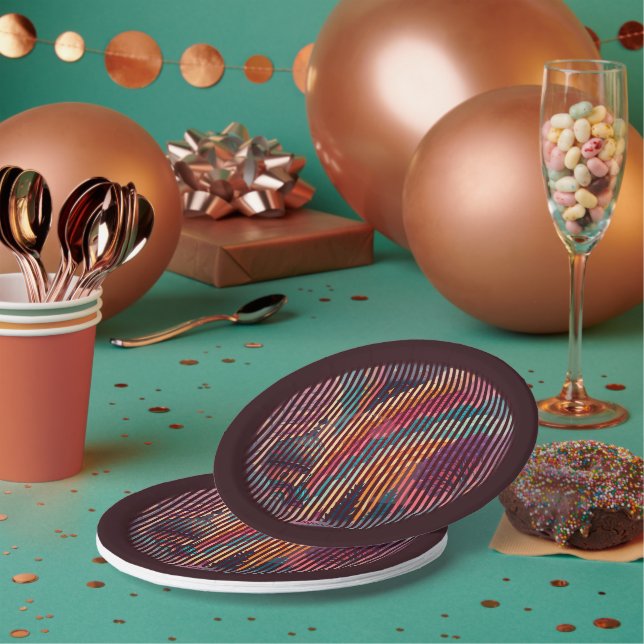 Striped Fantasy Dome Paper Plate – Customizable (Multi)