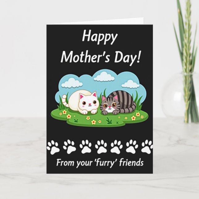 Striped Feline Friend Card (Front)