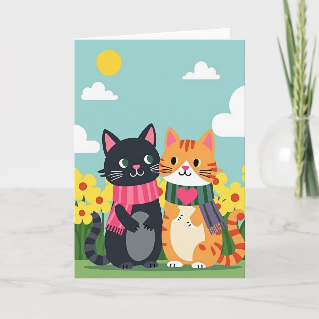 Striped Feline Friendship Card (Front)