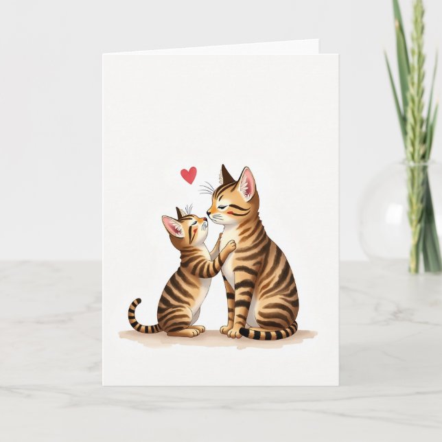Striped Feline Love Mothers Day Card (Front)