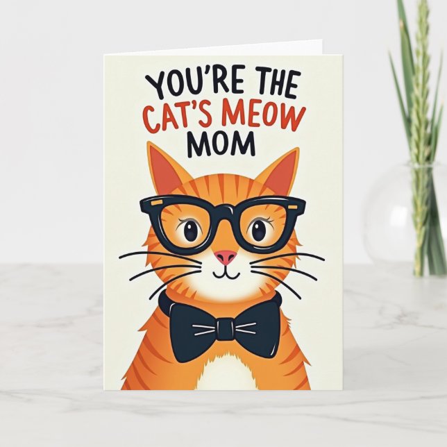 Striped Feline Mom Card (Front)