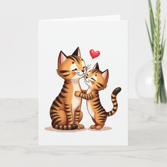Striped Feline Mothers Day Card (Front)