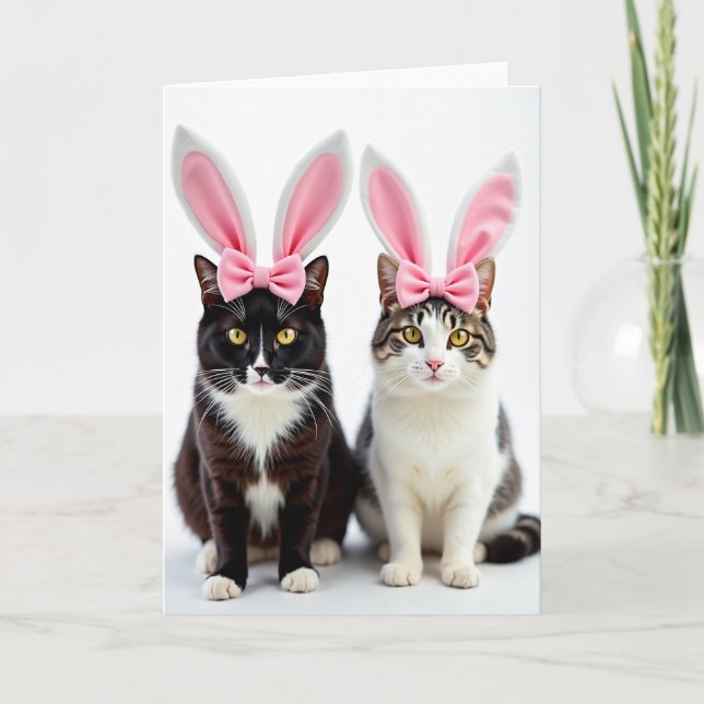 Striped Felines Celebration Card (Front)