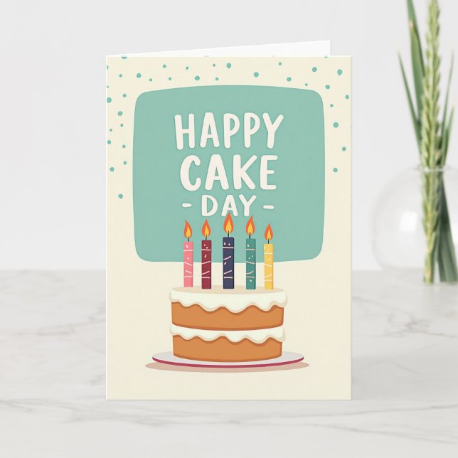 Striped Festive Cake Card (Front)