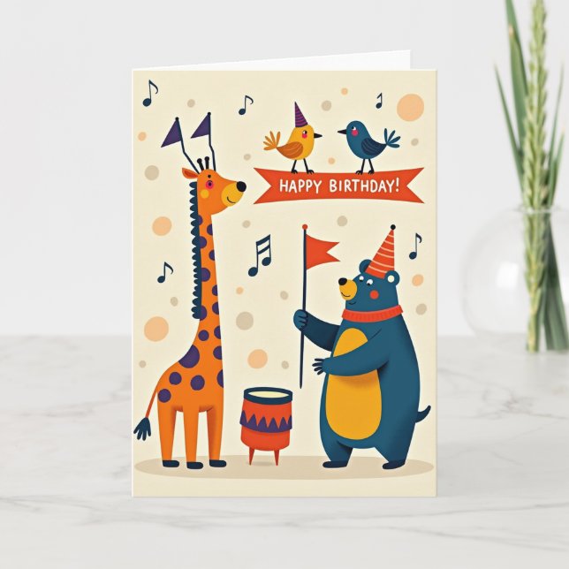 Striped Festive Friends Card (Front)