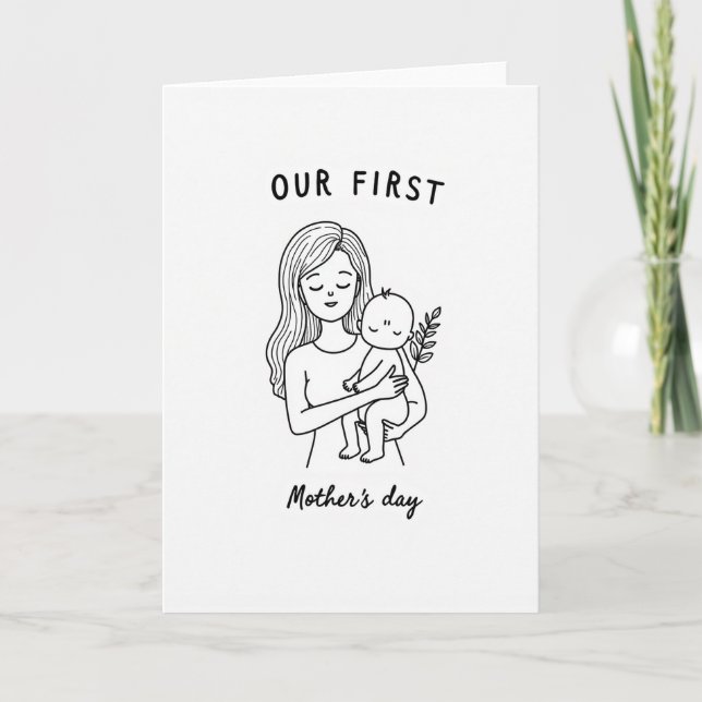 Striped First Mothers Day Card (Front)