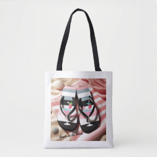 Striped Flip Flops Beach Towel Tote Bag