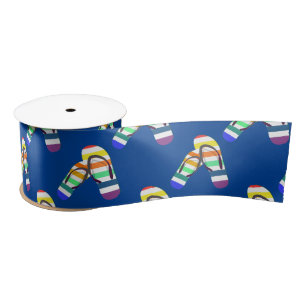 Striped Flip Flops Satin Ribbon