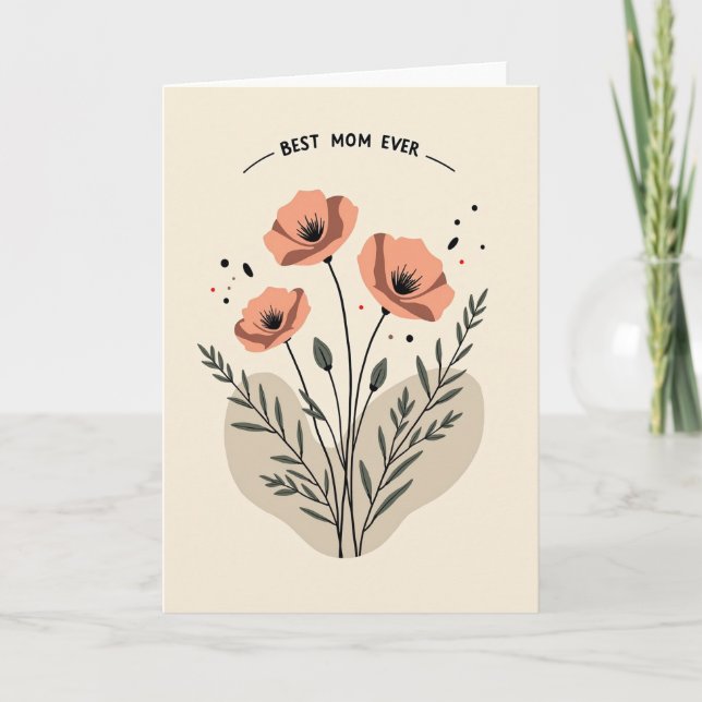 Striped Floral Best Mom Card (Front)