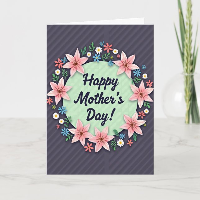 Striped Floral Blossom Card (Front)