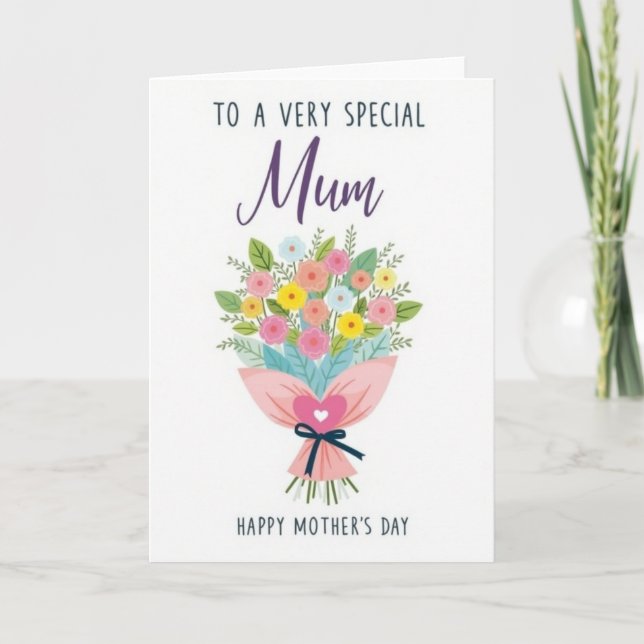 Striped Floral Bouquet Card (Front)
