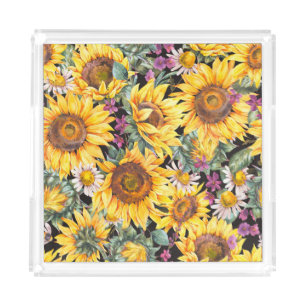 Striped Floral: Colorful Indian Ornament Acrylic Tray