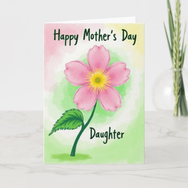 Striped Floral Daughter Day Card (Front)
