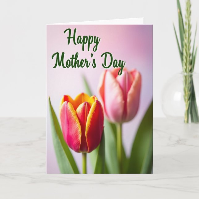 Striped Floral Delight Mothers Card (Front)