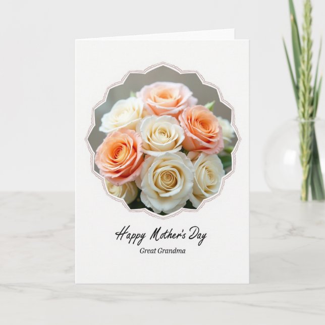 Striped Floral Frame Roses Card (Front)
