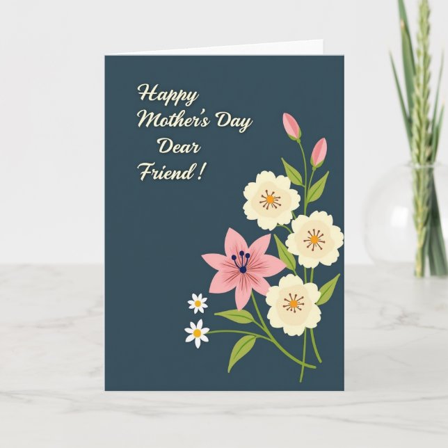 Striped Floral Friend Card (Front)