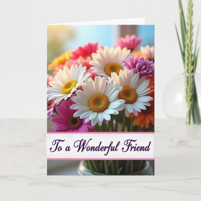 Striped Floral Friend Forever Card (Front)