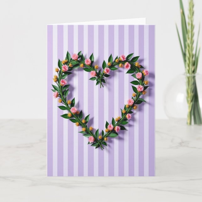 Striped Floral Heart Card (Front)