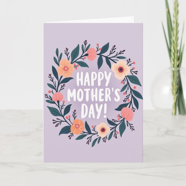 Striped Floral Hello Card (Front)