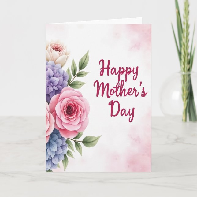 Striped Floral Mothers Love Card (Front)