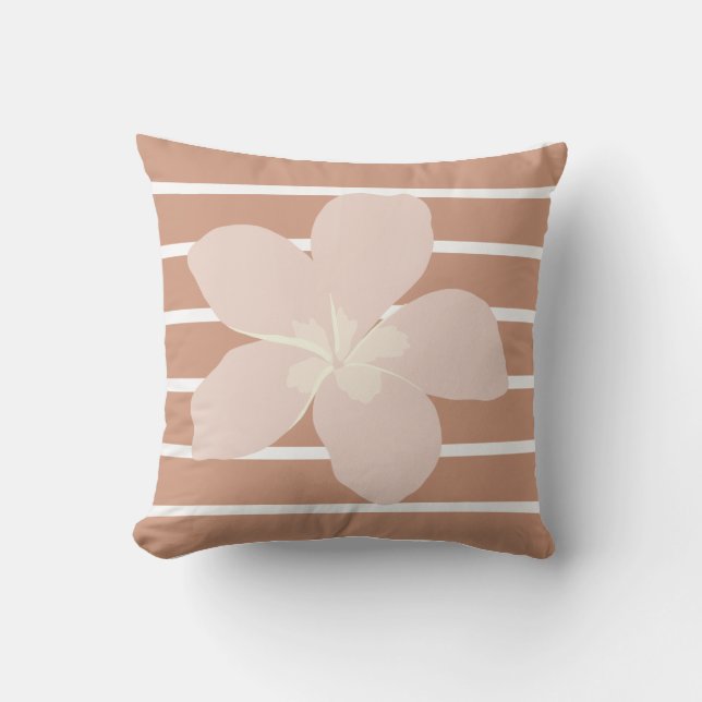 Striped Floral Outdoor Pillow (Front)