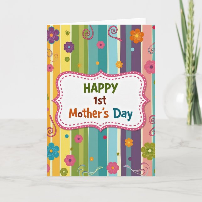 Striped Floral Pattern Card (Front)