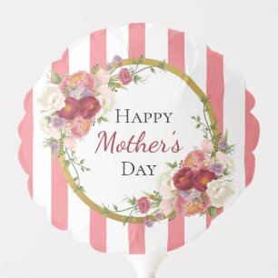Striped Floral Pink & Gold Mother's Day Balloon