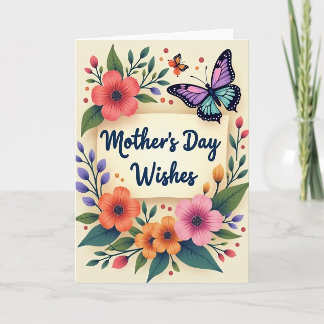 Striped Floral Springtime Cheer Card (Front)