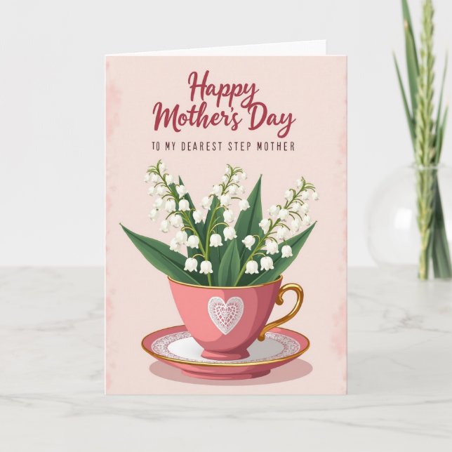 Striped Floral Teacup Design Card (Front)