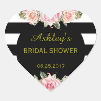 Striped Floral Vintage Chic Wedding Favor Label