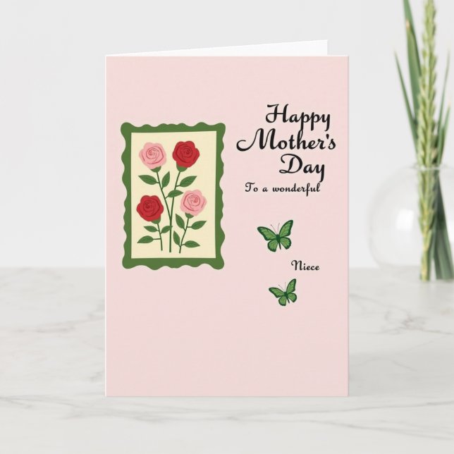 Striped Floral Wonderful Niece Card (Front)