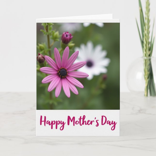 Striped Flower Happy Mothers Day Card (Front)