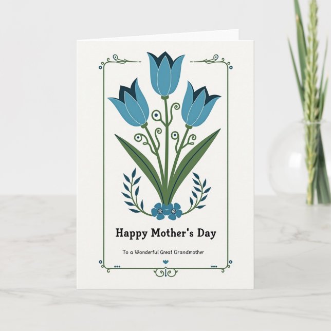 Striped Flowers Great Grandma Card (Front)