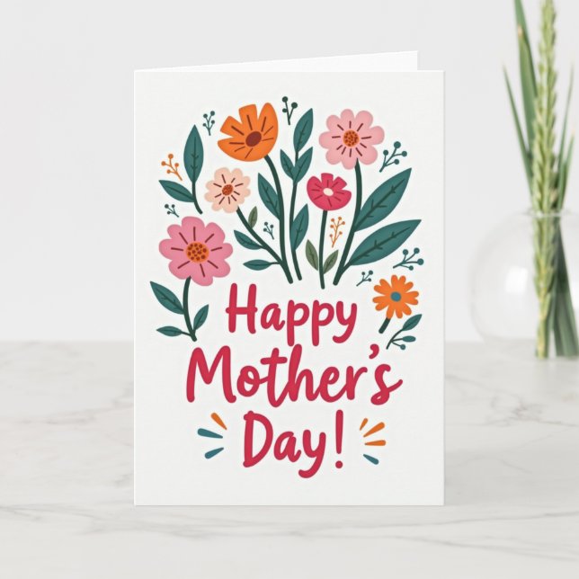 Striped Flowers Mothers Day Card (Front)