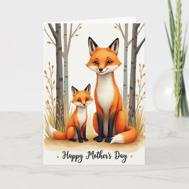 Striped Fox Family Love Card (Front)