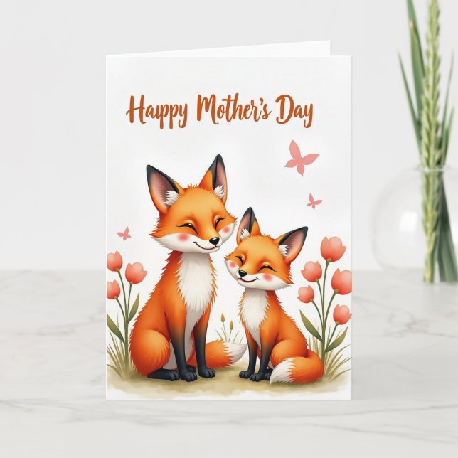 Striped Foxes Love Card (Front)