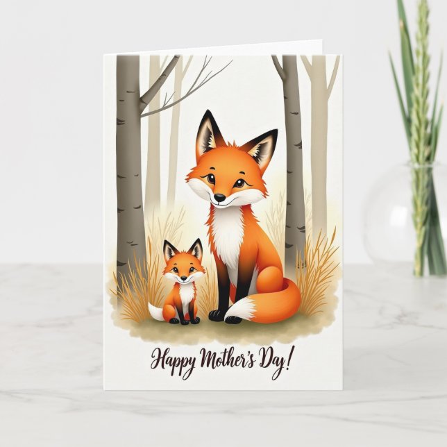 Striped Foxes Mothers Day Card (Front)
