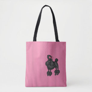 Striped French Poodle Tote Bag