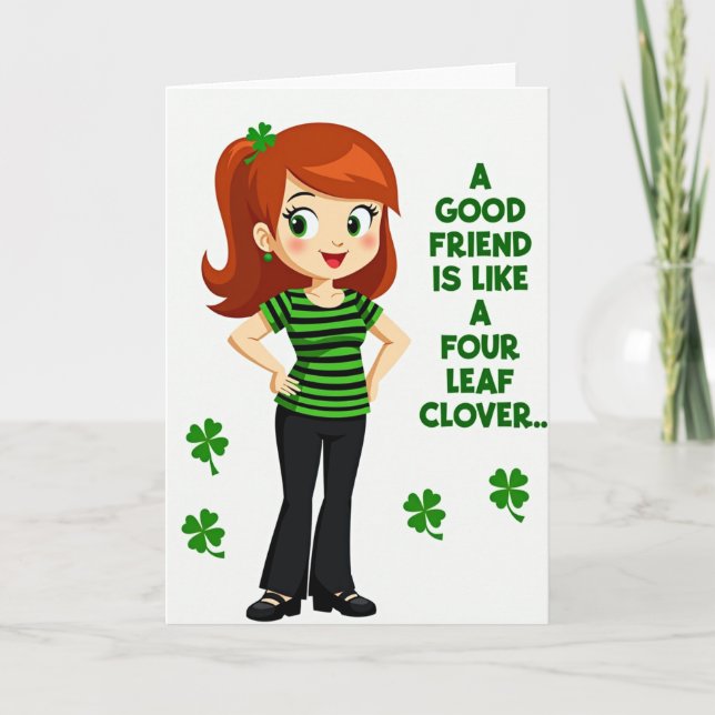 Striped Friend Four Leaf Card (Front)