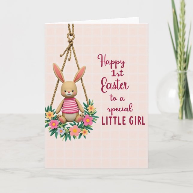 Striped Friend Little Girl Card (Front)