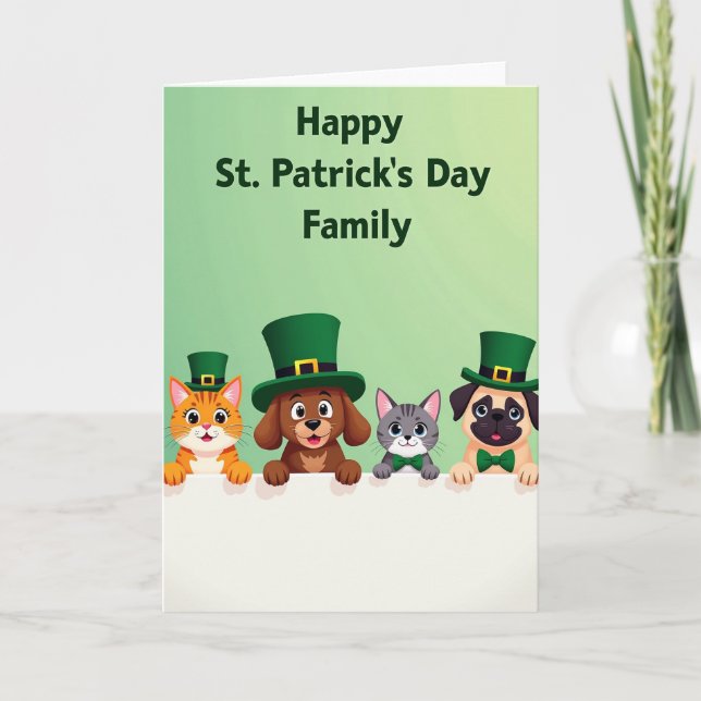 Striped Friends St Patricks Day Card (Front)