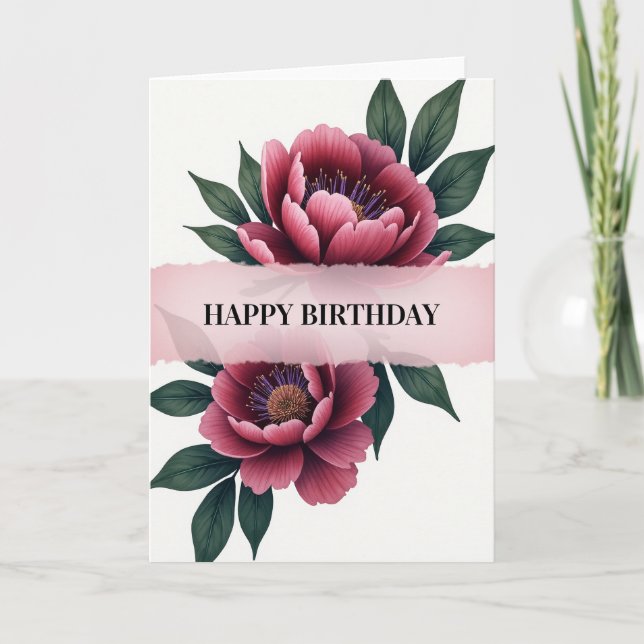 Striped Fuchsia Bloom Card (Front)