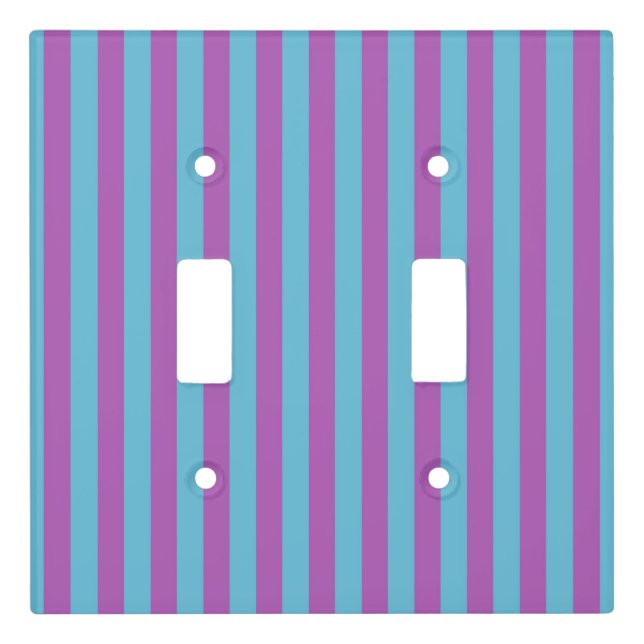 Striped Fuchsia/Blue Light Switch Cover (Front)