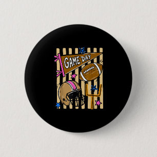 Striped funny fall football season game day cute button