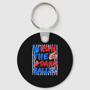 Striped funny football season game day run the keychain