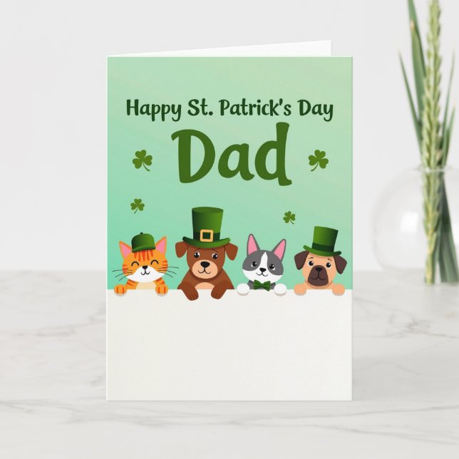 Striped Fur Happy St Patricks Card (Front)