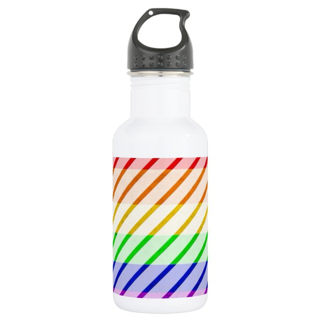 Striped Gay Pride Flag Stainless Steel Water Bottle (Front)