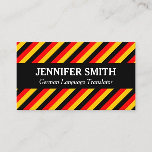 Striped German Language Translator Business Card