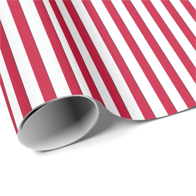 Striped Gift Wrapping Paper-Red-White 07 Paper (Roll Corner)